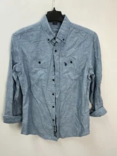 U.S. Polo Assn. Light Blue Cotton Button Up Long Sleeve Shirt Men's Size Small