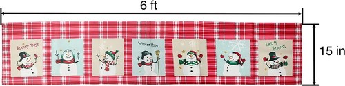 Finestra pupazzo di neve country Valance bordo a quadretti rosso e bianco 72""x15"" amici gelidi - Foto 3 di 3
