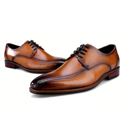 Business leather shoes men\'s head layer cowhide Amazon.com: AKOUFAL Leather Shoes Men main image 4