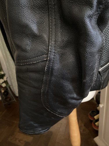 FRANK THOMAS LEATHER BIKERS JACKET VGC Size Uk 40 Zip Out Inner Armoured - Picture 8 of 18