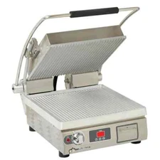 NEW STAR PGT14T SINGLE COMMERCIAL PANINI PRESS W/ ALUMINUM GROOVED PLATES 240V