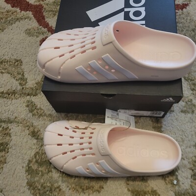 Adidas‎ Adilette Clog Pink White Mens 11 Womens 12 Slip On Sandals GZ5314 NWB NEW ADIDAS MENS ADILETTE CLOGS SLIP ON SLIDES ~ SIZE US 12  main image 4