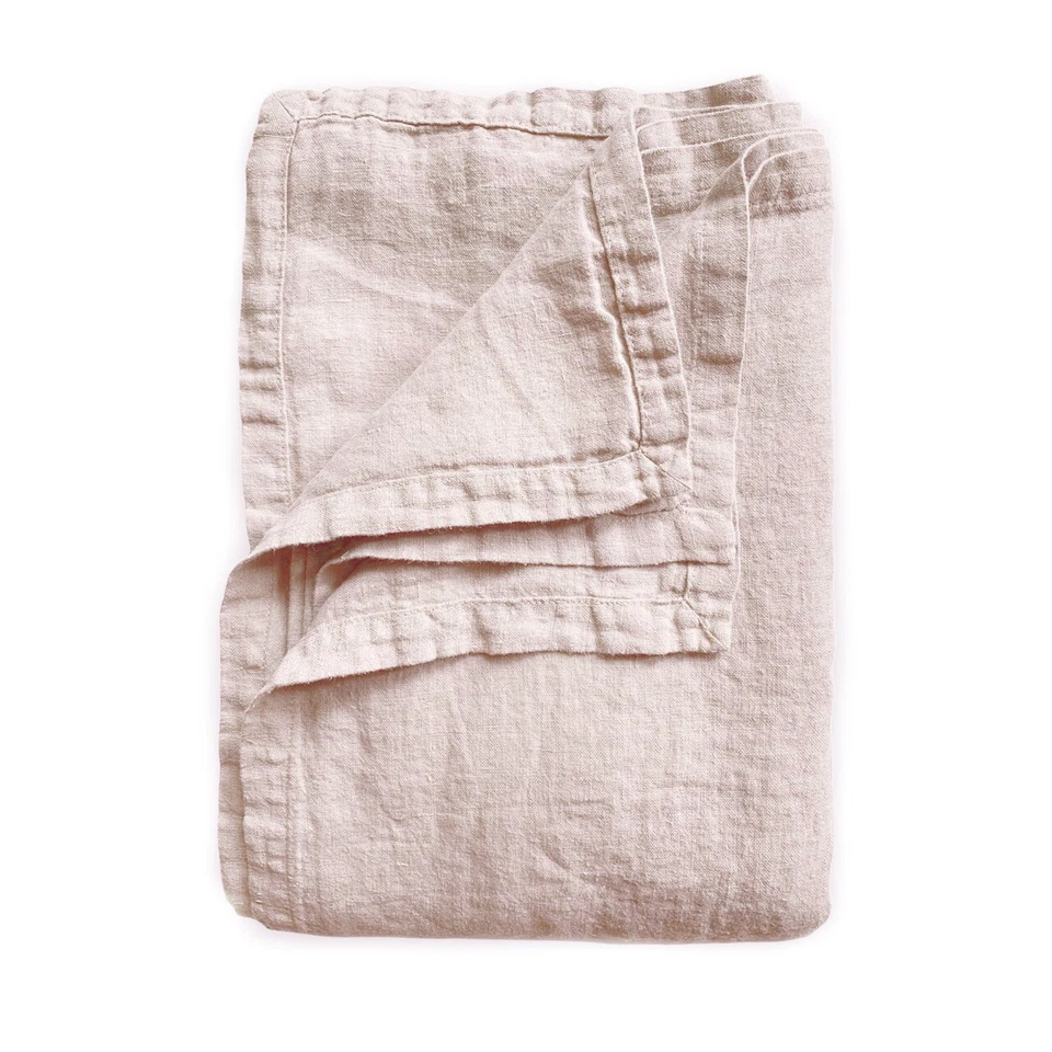 Laken Tuch Überwurf 245x290 cm, Leinen "Stonewashed" Briefecken, Pastell Rosa