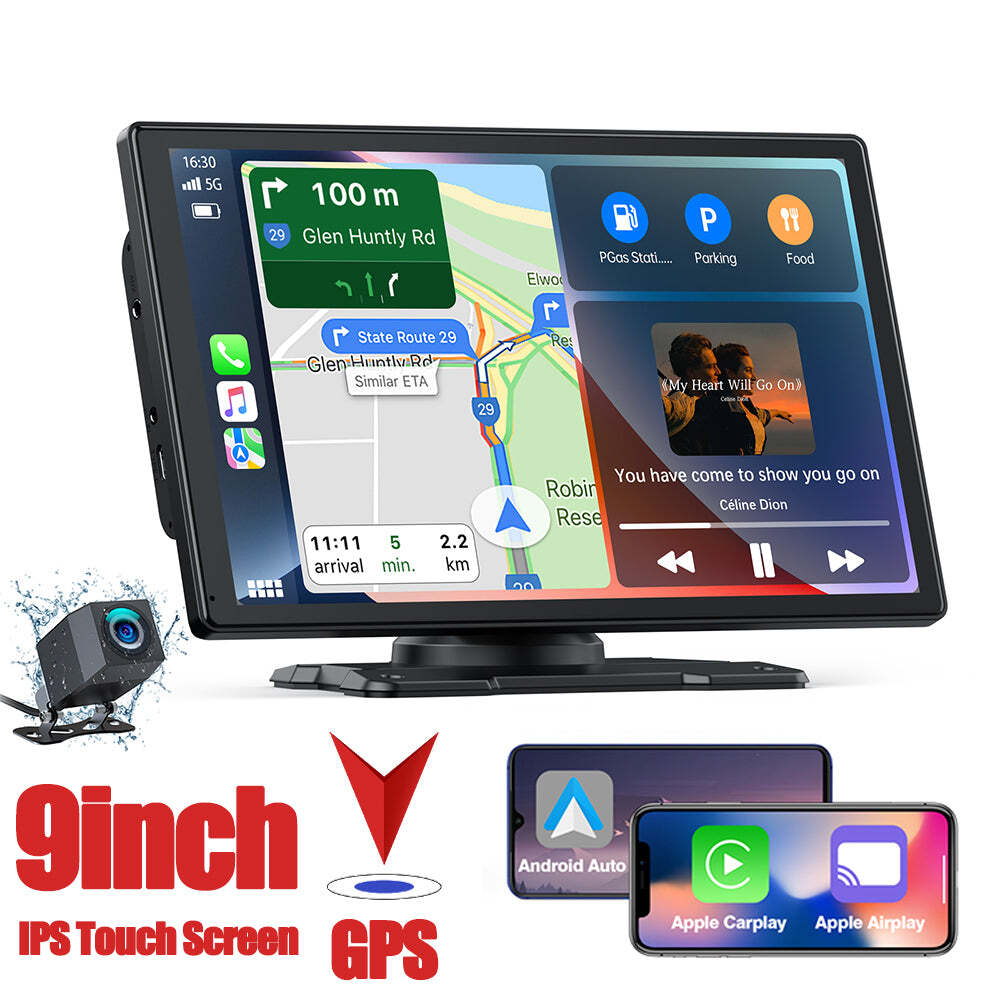 9in Wireless Apple Carplay with 1080P Reverse Camera GPS Touch Screen Car Stereo