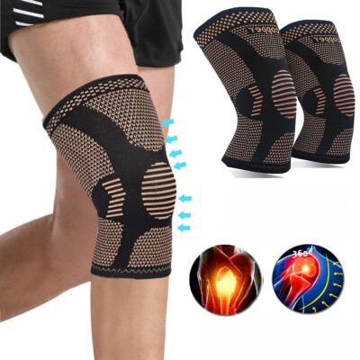 Copper Knee Support Compression Sleeve Brace Patella Arthritis Pain Gym ...