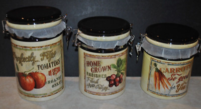 NEW Certified International Lisa Audit Wild Apple S/3 Storage Canister Vegetable