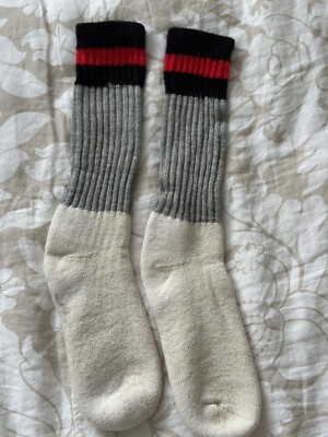 Vintage Original 1970's Thick WOOL Hiking Skiing Ski WINTER SOCKS Size 8-10