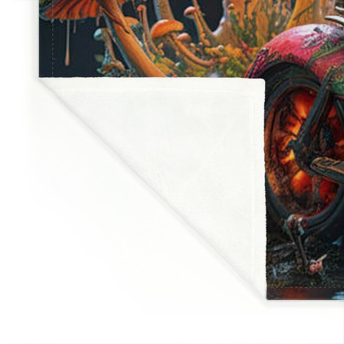 Soft Fleece Throw Blanket Design Print Apocalyptic Bloom The Rider’s Resilience - Picture 4 of 6