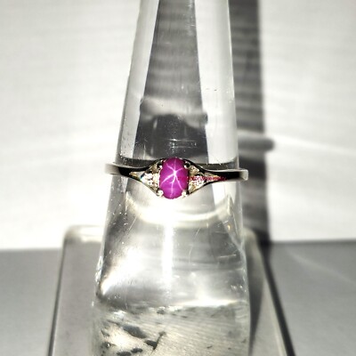 Ruby Diamond Gemstone Ring 925 Silver 6 Rays Star Ring Valentine's Day Gift