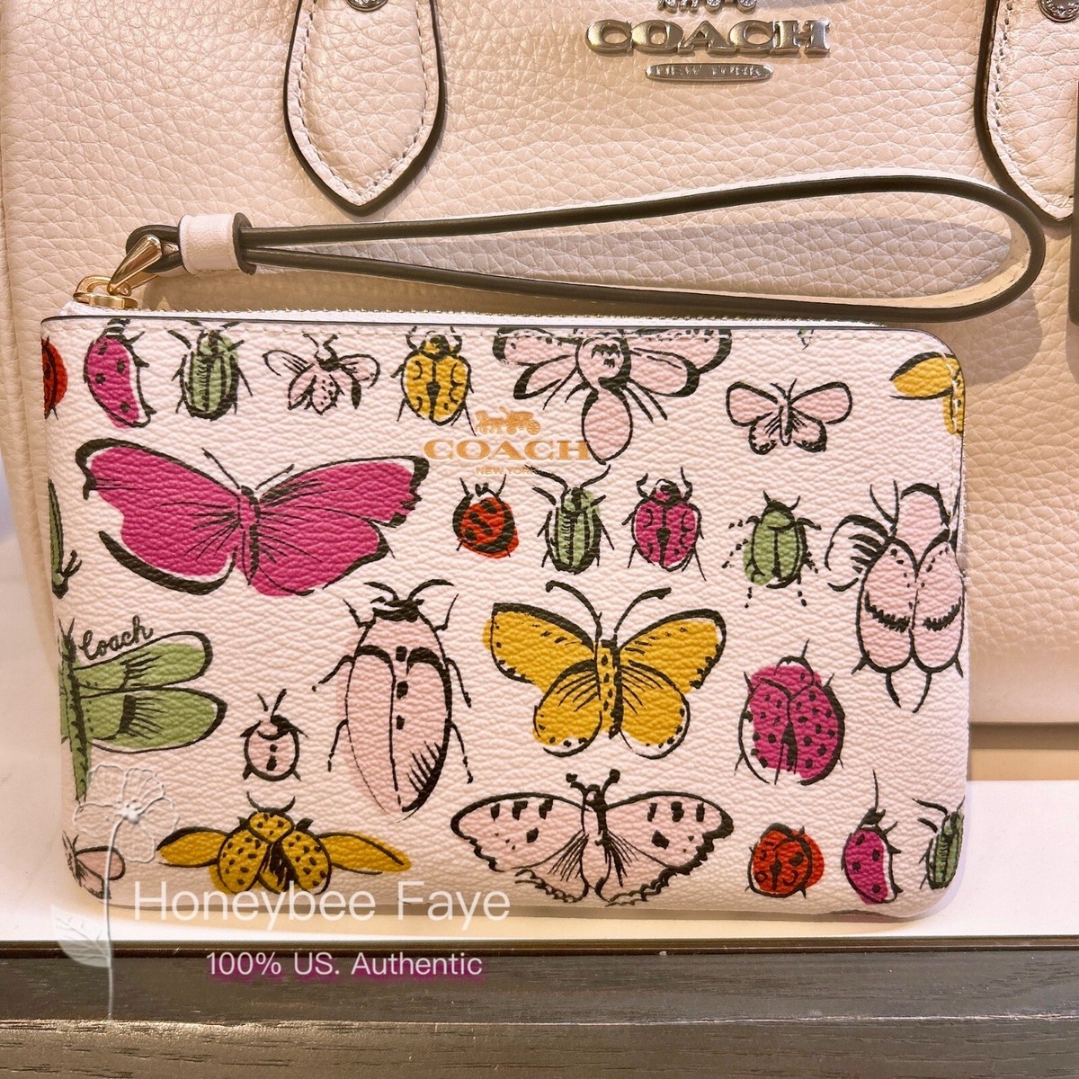 NWT Coach Corner Zip Wristlet In Signature Canvas With Floral
