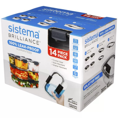 NEW Sistema Brilliance 14 Piece Pack Food Storage Container BPA-Free Made in NZ!