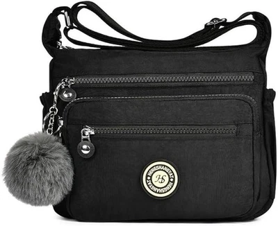 AUCUU Nylon Umhängetasche Damen, Schultertasche Handtaschen Multi Pocket mit Größere K