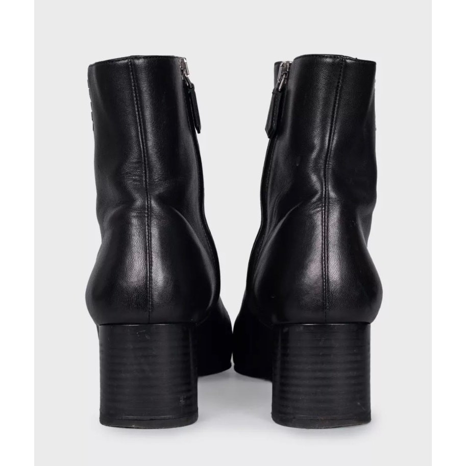 Prada Black Leather Trapezoid Heel Boots - EU 38.5 thumbnail 4