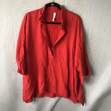 Gauze Top Womens 3X Red 100% Cotton Boho Beac...