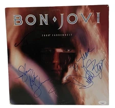 Bon Jovi Signed 7800 Fahrenheit Album Vinyl LP Jon Bon Jovi Sambora X4 JSA COA