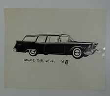 1957 Plymouth Deluxe Suburban 2-Dr V8 8"x10" B&W Drawing Press Release #G-81