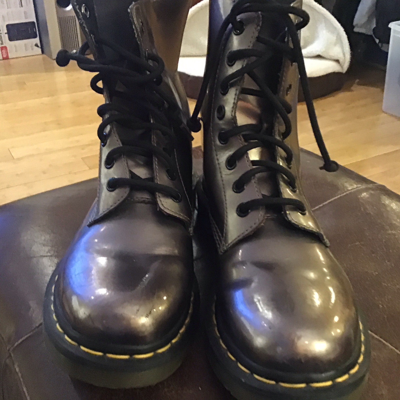 Doc Martens Pascal Ankle Boots  Metallic Gunmetal Unisex 39 Lace Up Air Wair thumbnail 2