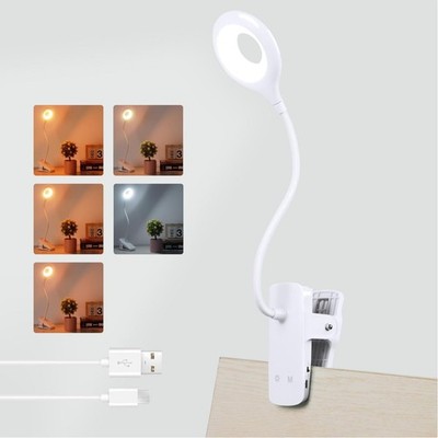 LED Tischlampe mit Klemme, 5 Farbwechsel & 5 Helligkeiten