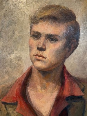 Vintage Ölporträt von Margaret J. Ballardie junger Mann