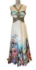 Terani Couture Rhinestone Colorful Floral Halter Neck Prom or Pageant gown Sz 0