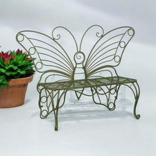 2 Seat Vintage Garden Butterfly Bench - Green Antique Finish, Wrought Iron