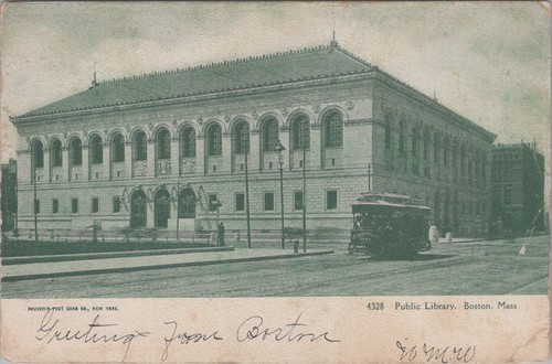Public Library Boston MA Brighton Trolley Streetcar Souvenir Co 1905 ...