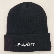Vtg Moorman's Black Knit Hat Cap Beanie Agriculture Feed Advertising MADE IN USA