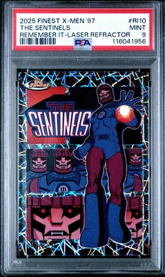 2025 Topps Finest Marvel X-Men 97 RI-10 The Sentinels Laser Refractor /199 PSA 9