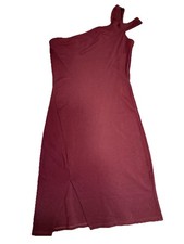 Forever 21 Burgundy One Shoulder Sheath Midi Sleeveless Bodycon  Dress Size S
