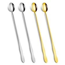 10 Inch Long Handle Ice Tea Spoons Set of 4 - Innovative Gourd-Shaped Handle Ide