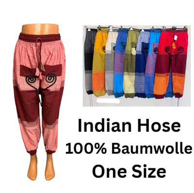 Haremshose Damen Aladinhose Pumphose Hippie Goa Hose Baumwolle One Size Bunt