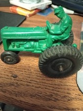 Vintage AUBURN Green Rubber Farm Tractor and Farmer Toy Made in USA 1950s R6