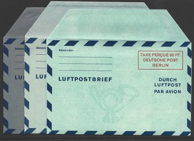 60 Pf. LUFTPOSTFALTBRIEF LF2 drei verschiedene Farben ungebraucht - Bild 1 von 2