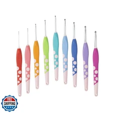 Knit Picks Dots Crochet Hook Set - Comfortable Ergonomic Handles - 9 Color Co