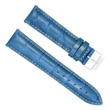 20MM LEATHER WATCH STRAP BAND FOR CHOPARD WATCH LIGHT BLUE WHITE STITCH