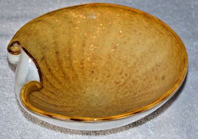 Vintage MURANO Yellow and Gold Flaked Bowl with White Bottom (RARE)