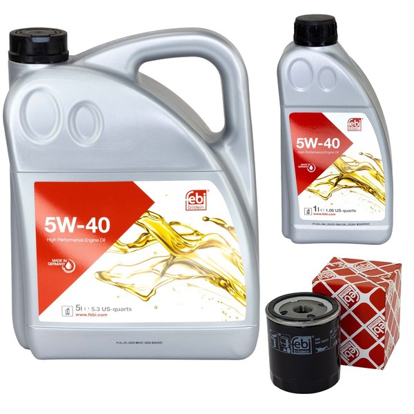 MotoröL Set Febi SAE 5W-40 6 Liter + ÖLfilter 32223 FüR Citroen Peugeot 307 406-image