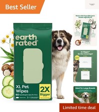 XL Hypoallergenic Pet Wipes for Large Dogs  Cats - 60 Count, Unscented Formula