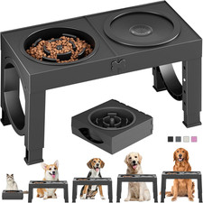 Slow Feeder Dog Bowl Elevated Food and Water Bowl Stand for Large Medium Sized D