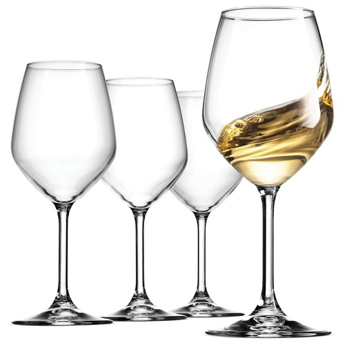 14.75 oz White Wine Glasses (Set Of 4): Crystal Clear Star Glass, Laser Cut R...