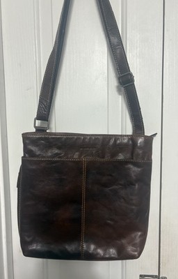 Jack Georges Voyager City Leather Crossbody Purse Bag Brown Adjustable Zipper