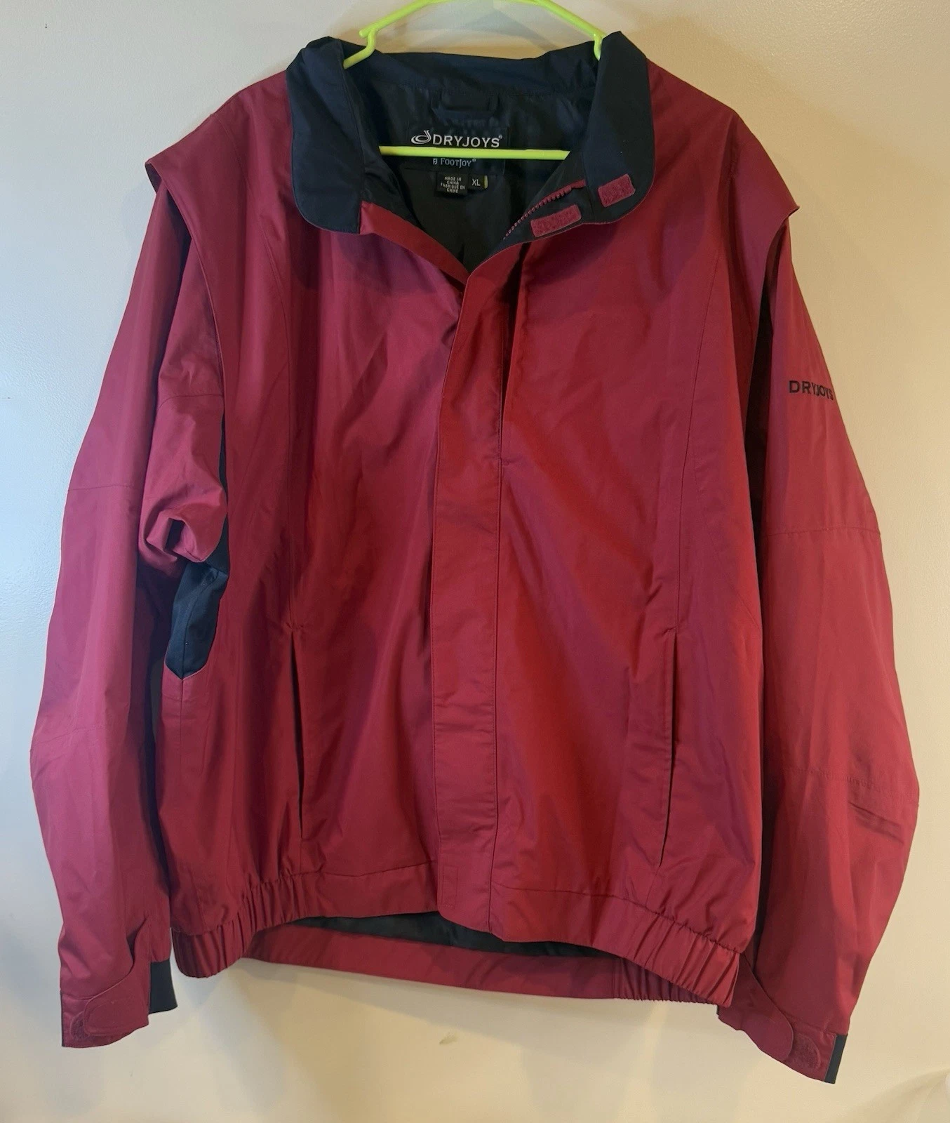DryJoy by FootJoy Golf Waterproof Jacket Red Full Zip Men’s Sz XL
