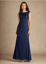 NWT Azazie Henderson Navy Dress A-Line Sequin Mother of the Bride Prom Size 10