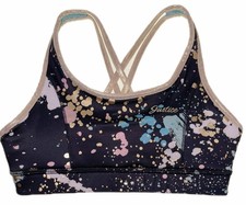 Girls Medium 10 Justice Splatter Reversible Sports Bra Dance Gymnastics