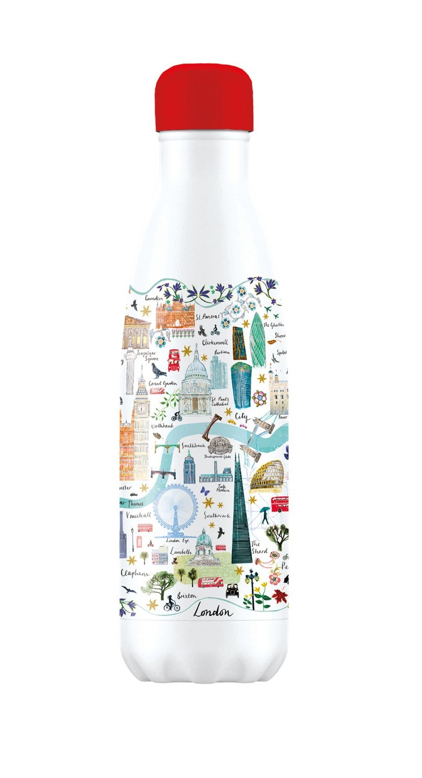 London Landmarks Maps by Josie Shenoy 500ml Insulated Drinks Bottle