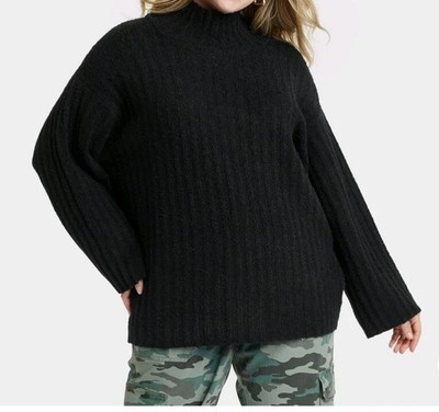 Women's Turtleneck Tunic Pullover Sweater - Universal Thread Black Small