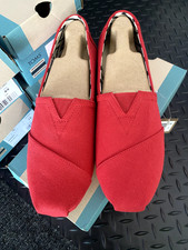 TOMS Slip-on Ladies Shoes Alpargata in Red Canvas Multiple Sizes New in Box