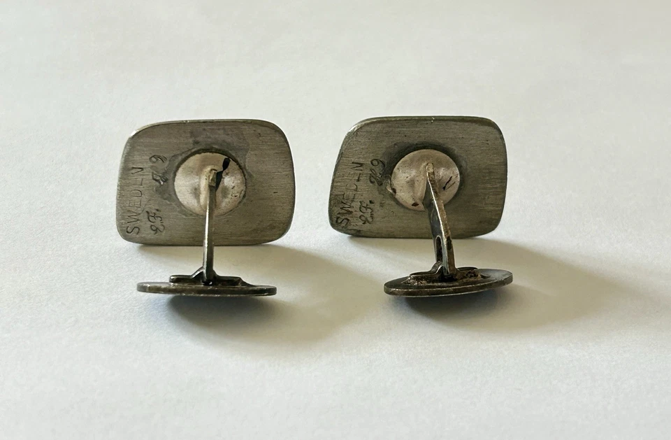 Par de gemelos vintage de diseñador sueco firmados Suecia EF Foto 2 de 4
