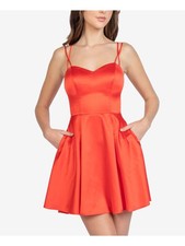 B DARLIN Womens Red Spaghetti Strap Short Cocktail Fit + Flare Dress 78