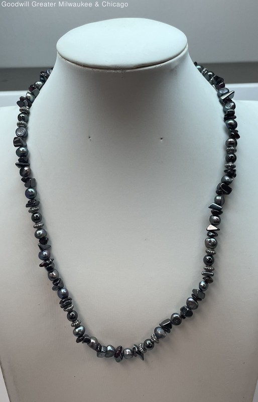 Silver Tone Freshwater Pearl & Glass Beaded Necklace 37.7g